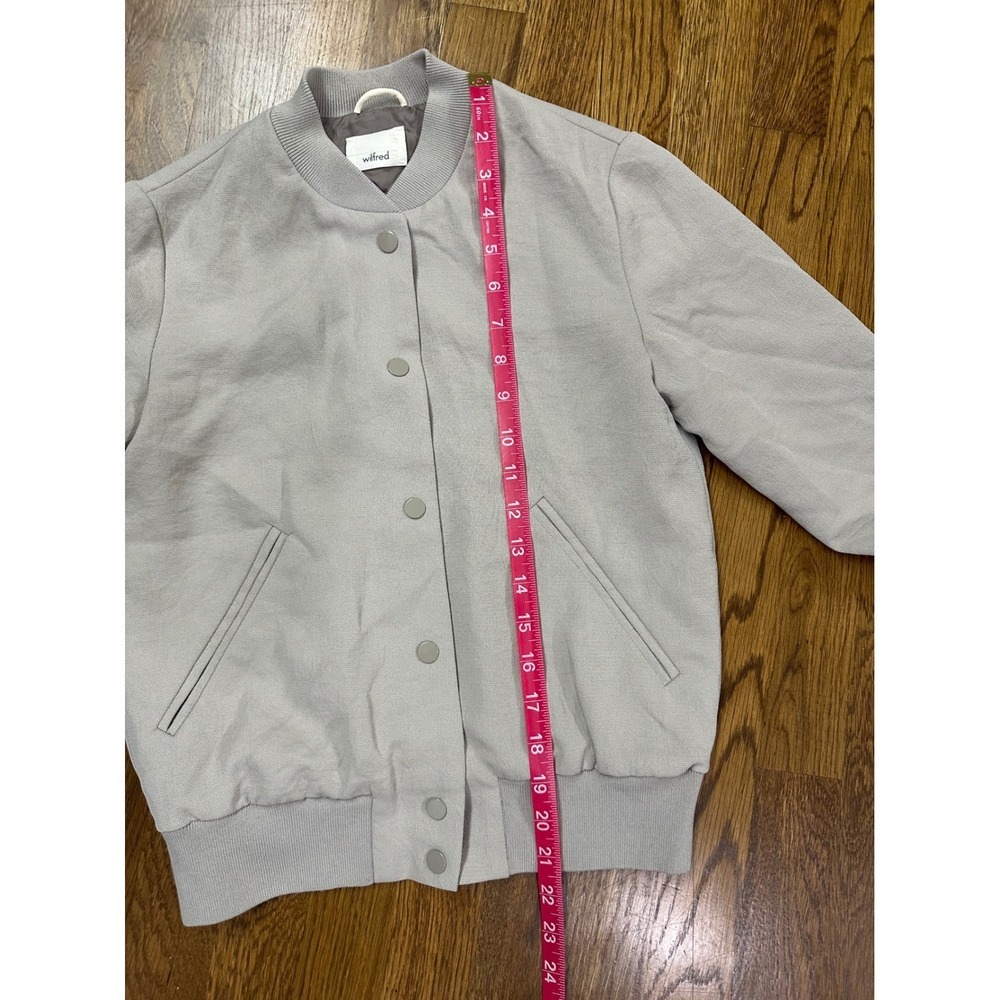Aritzia Wilfred Bomber Jacket Button Front Neutral Beige Casual Lightweight - Picture 9 of 12